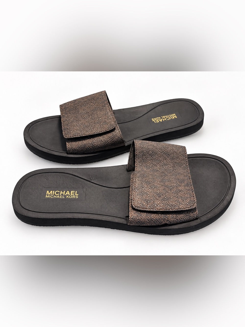 Michael Kors Men’s Metallic Bronze Slide Sandals